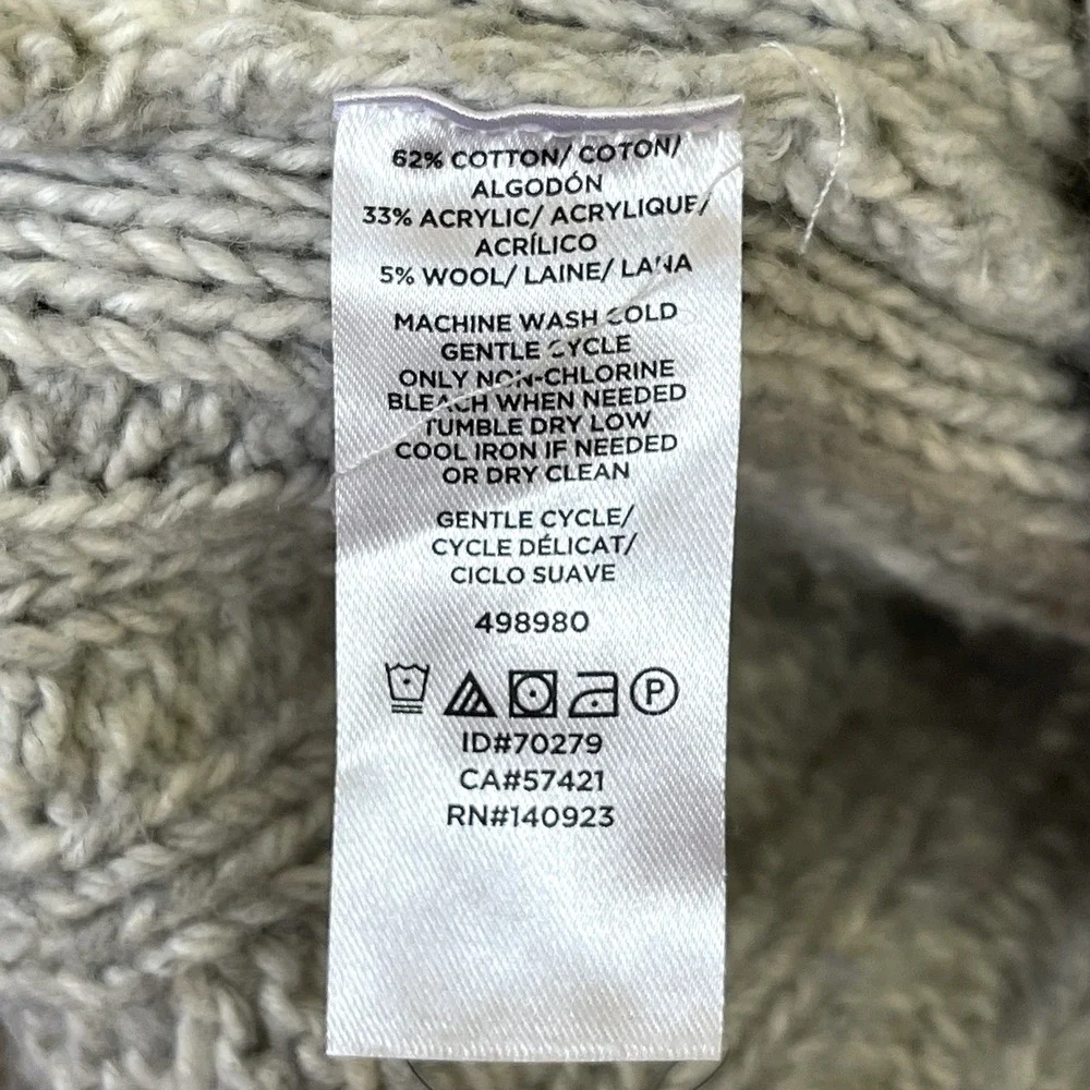 Loft Womens Cable‎ Knit Turtleneck Sweater Size M Gray Wool Cotton Fisherman